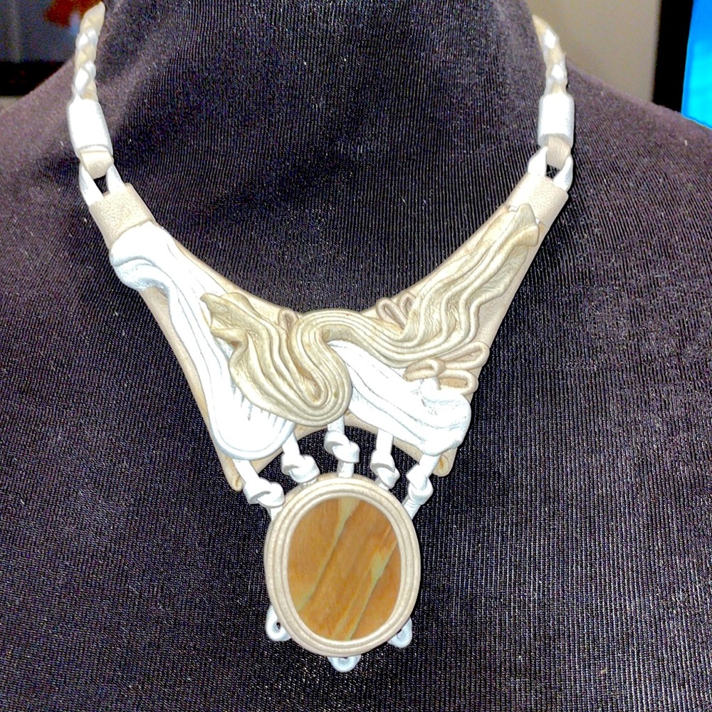 Ferrara Ukraine made leather craft necklace